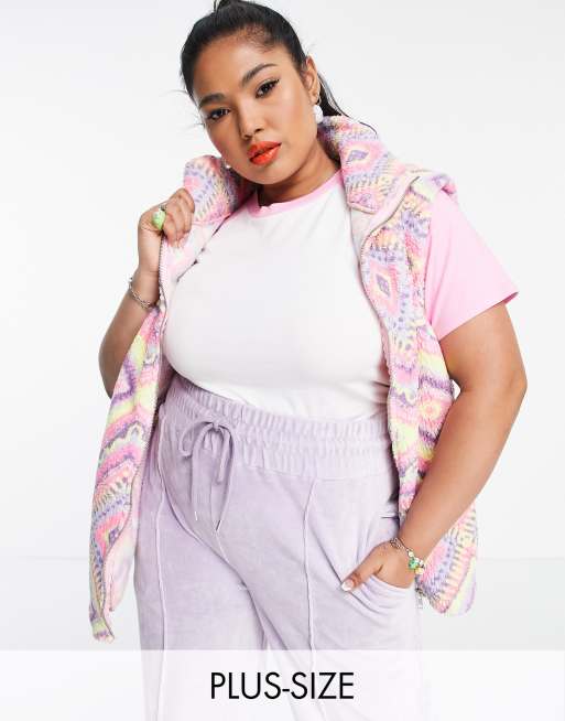 New Girl Order Curve – Pastelowy polarowy bezrękawnik w geometryczny wzór