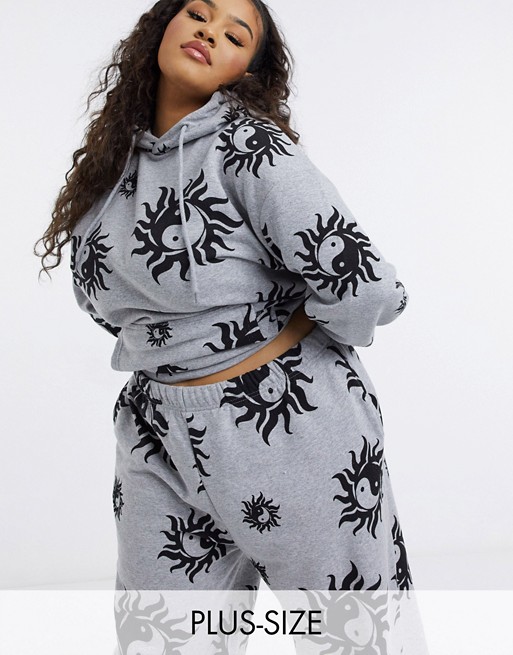 New Girl Order Curve relaxed joggers in ying and yang graphic co-ord