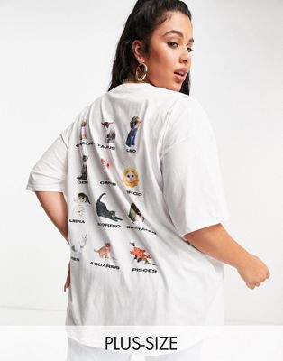 Tops imprimés New Girl Order Curve - T-shirt oversize à motif graphique horoscope chat