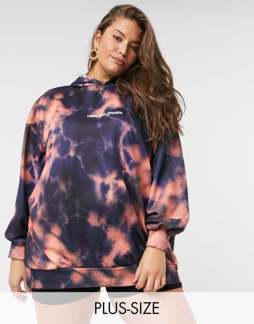 New Girl Order Curve - Vestito felpato con cappuccio e logo tie-dye