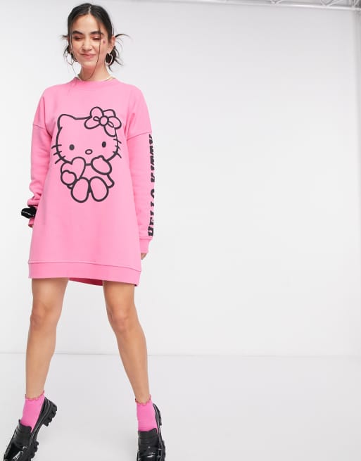 New Girl Order Curve x Hello Kitty – Dresowa sukienka oversize z  kontrastowym nadrukiem Hello Kitty | ASOS