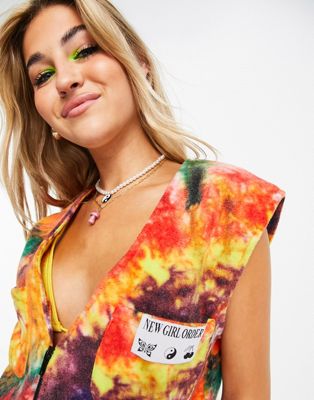 Tops New Girl Order - Débardeur oversize d'ensemble effet tie-dye à empiècement logo