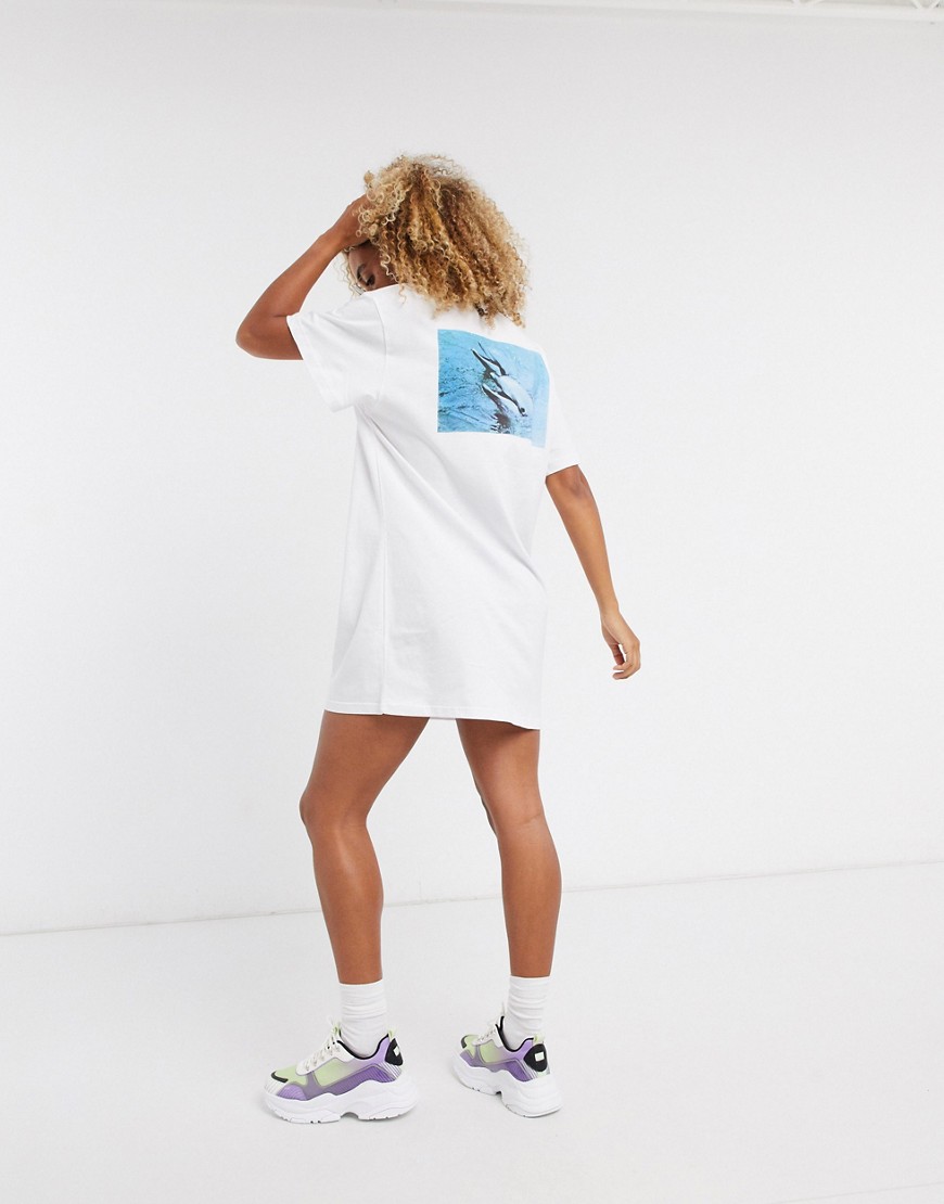 New Girl Order dolphins back print t-shirt dress-White