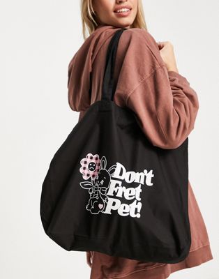 New Girl Order don't fret pet large tote bag in black