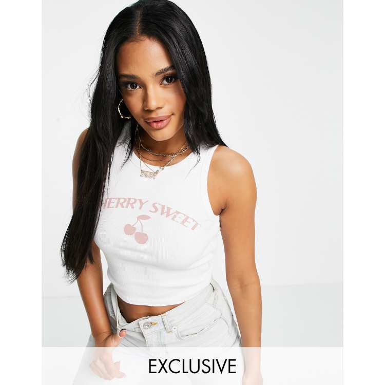 Forever 21 cherry store print crop top