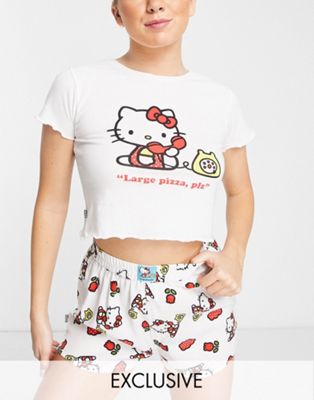 New Girl Order Exclusive Hello Kitty tee and shorts set in white