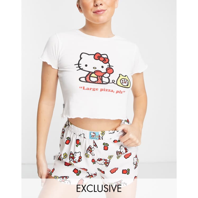 New Girl Order Exclusive Hello Kitty tee and shorts set in white