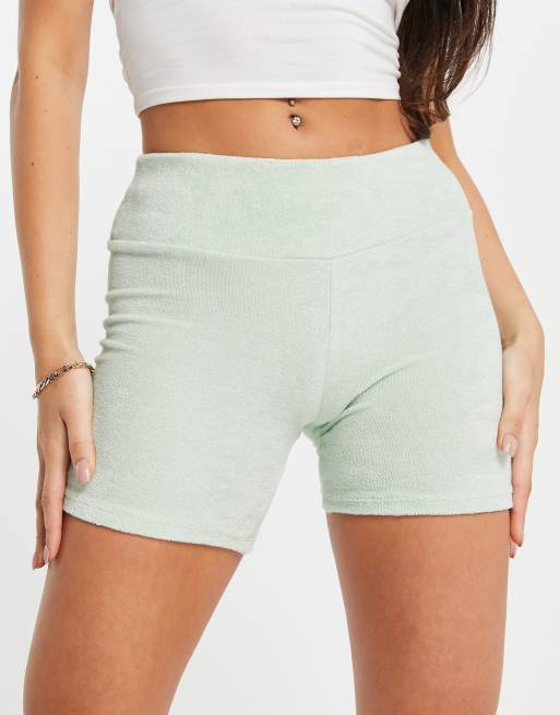 New Girl Order Exclusive – Miętowe krótkie szorty z materiału frotté, część zestawu