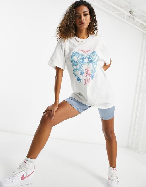 New Girl Order Exclusive Oversized Dragon T Shirt In White Asos