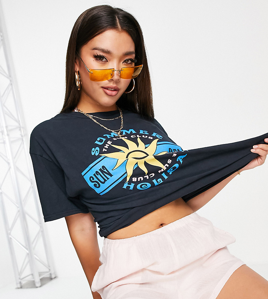 New Girl Order Exclusive Summer Sun oversized T-shirt in black
