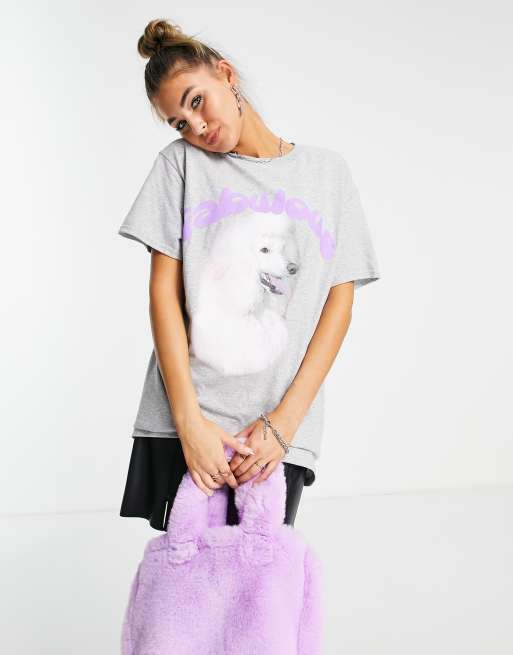 New Girl Order - Fabulous poodle - Oversized T-shirt in gemêleerd grijs