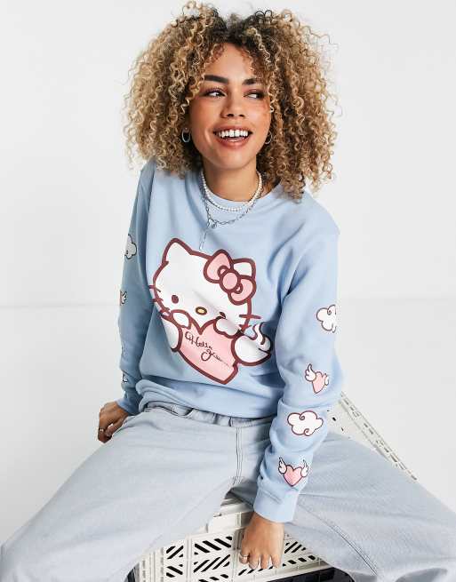 New Girl Order hello kitty angel heart sweatshirt in blue