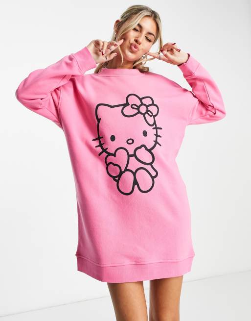 New Girl Order Hello Kitty sweatshirt dress in hot pink | ASOS