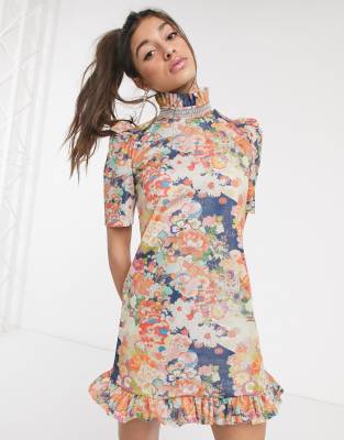 ruffle bottom mini dress