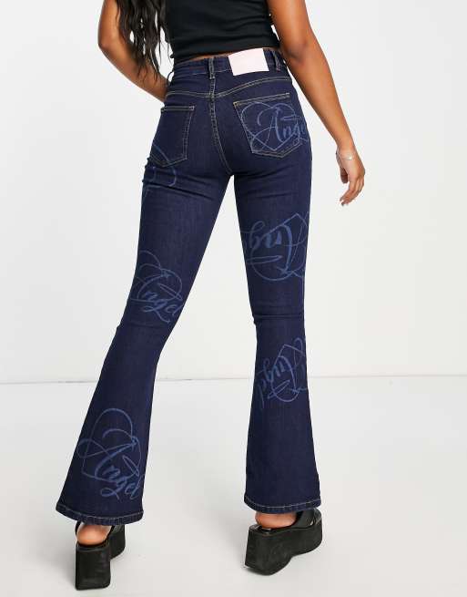 girls high rise flare jeans, girls bottoms