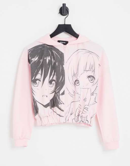 New Girl Order manga girls zip hoodie in pink ASOS