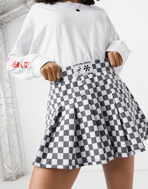 New Girl Order mini pleated tennis skirt in checkerboard co-ord