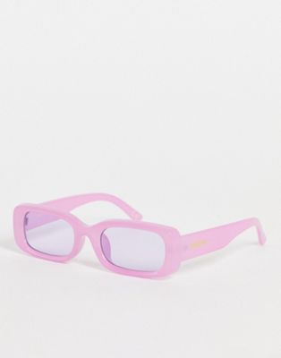 New Girl Order oblong 90s sunglasses in pink drench with tinted lens