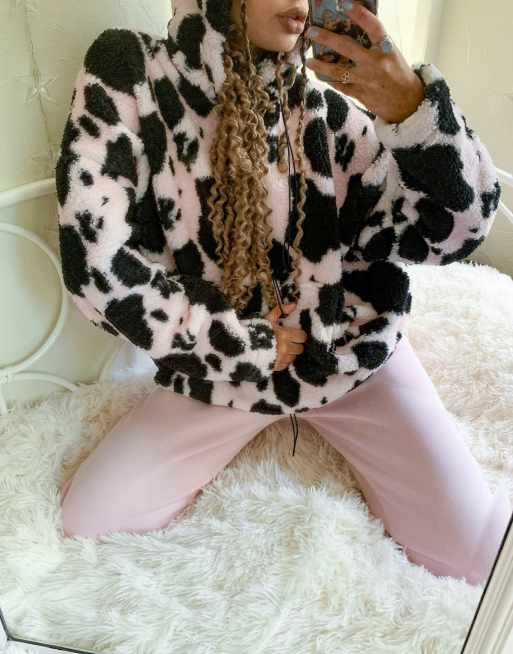 Cow print best sale fleece pullover