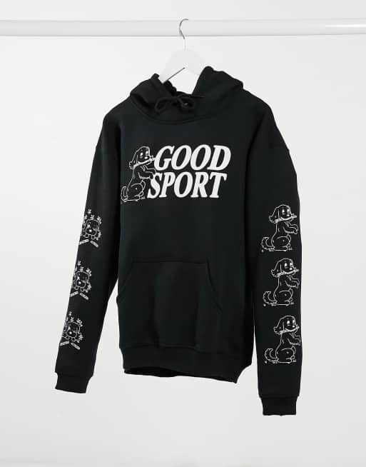 New Girl Order oversized hoodie with good sport dog print