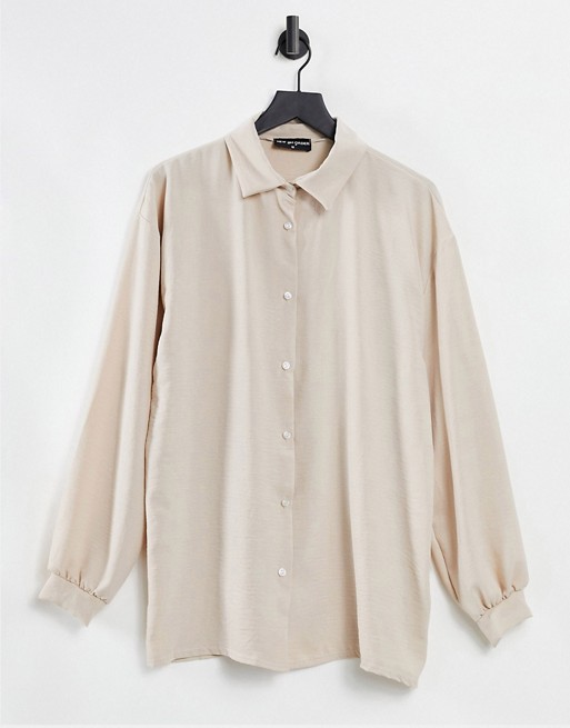 New Girl Order oversized linen look shirt dress in washed cream