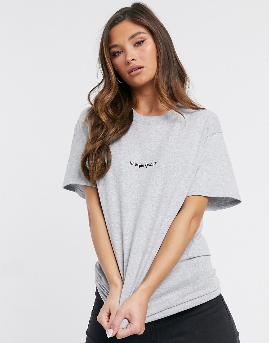 New Girl Order oversized logo t-shirt-Grey