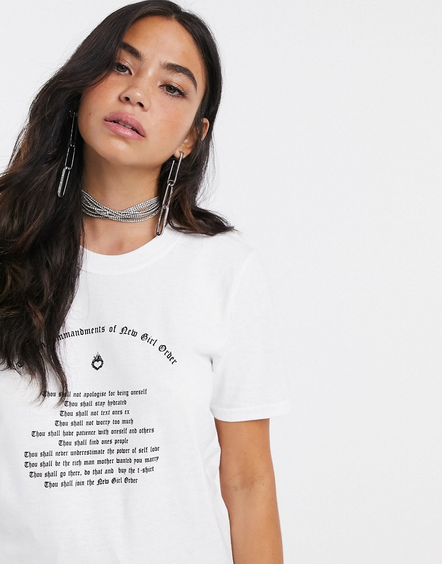 New Girl Order - Oversized T-shirt met New Rules-print-Wit