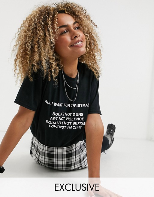 New Girl Order oversized t-shirt with xmas gift of kindness graphic