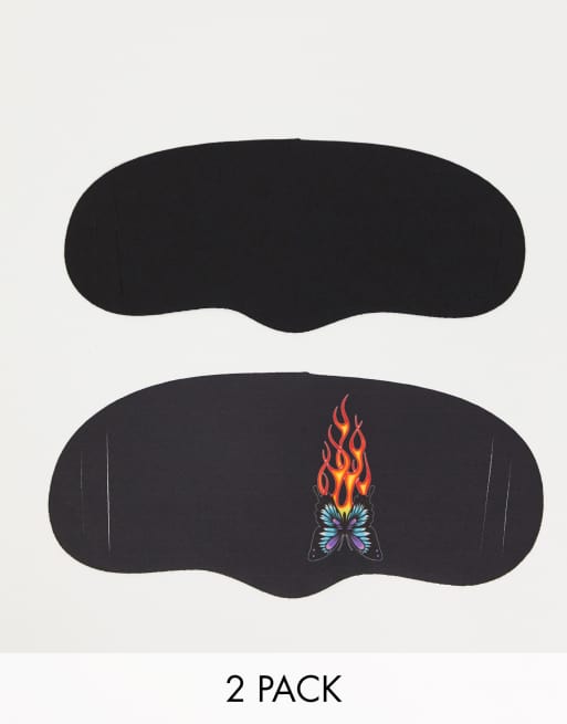 New Girl Order - Pakke med 2 sorte stofmundbind med sommerfugle- og flammegrafik - Del af sæt