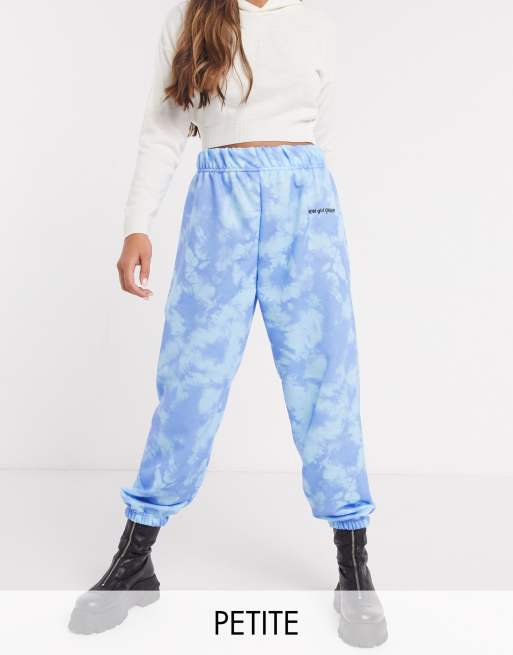 New Girl Order Petite high waisted tracksuit joggers in blue tie dye