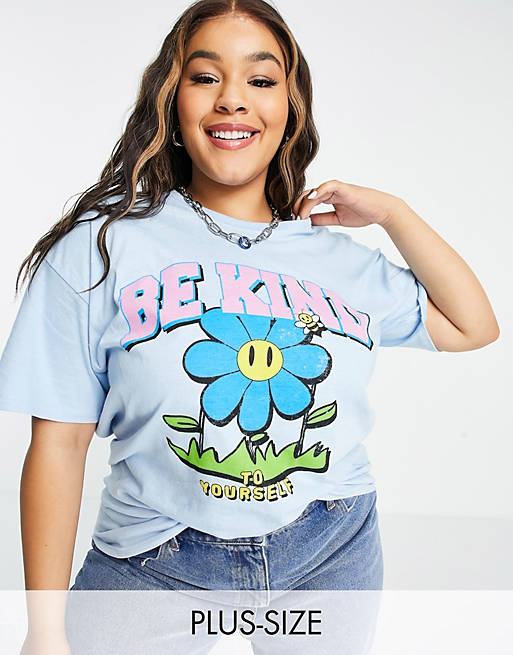 New Girl Order Plus be kind graphic print oversized t-shirt