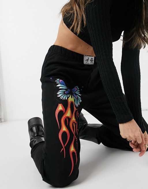 New Girl Order relaxed joggers with butterfly flame graphic co-ord