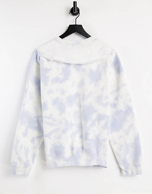 Women New Girl Order relaxed sweatshirt in tie dye with fairy graphic with frill collar 