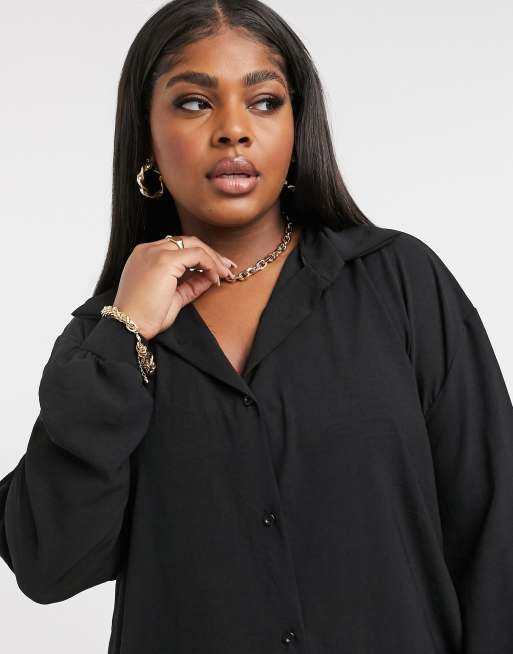 New Girl Order Robe chemise oversize aspect lin Noir ASOS