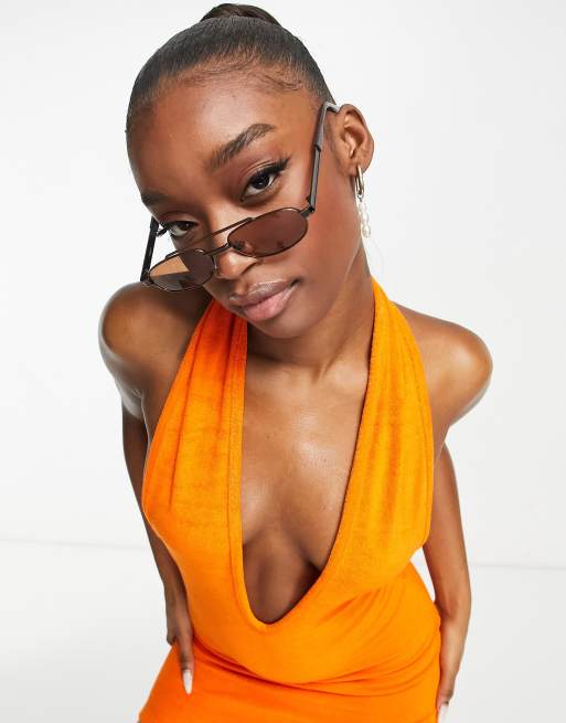 New Girl Order Robe d'été courte dos nu en tissu éponge pour la