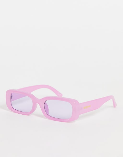New Girl Order – Różowe podłużne okulary przeciwsłoneczne w stylu lat 90. z przyciemnianymi soczewkami