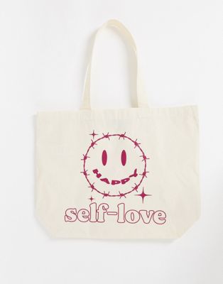 New Girl Order self love large tote bag in cream