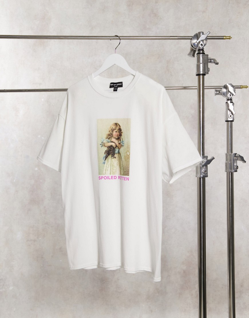 New Girl Order spoiled rotten oversized t-shirt-White