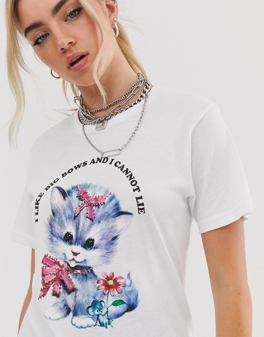 New Girl Order – T-shirt i ekologisk bomull med tryck med stora rosetter-Grå
