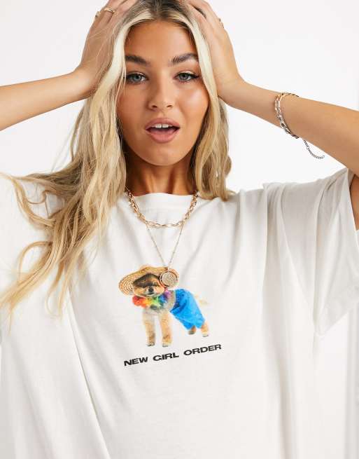 New Girl Order T shirt oversize motif chien