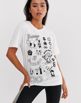 New Girl Order - T-shirt van biologisch katoen met recycle-print-Wit