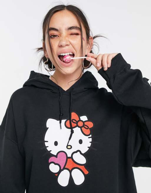 Black hello 2025 kitty hoodie