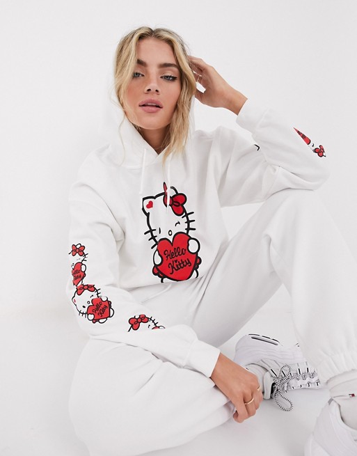 New Girl Order x Hello Kitty oversized hoodie with sleeve & chest graphic