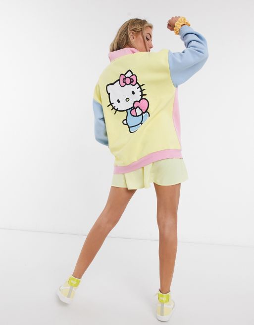 New Girl Order X Hello Kitty Oversized Polo Sweatshirt In Color Block Asos Hello kitty is an adorable fictional character that has been ruling hearts since 1974. new girl order x hello kitty oversized polo sweatshirt in color block