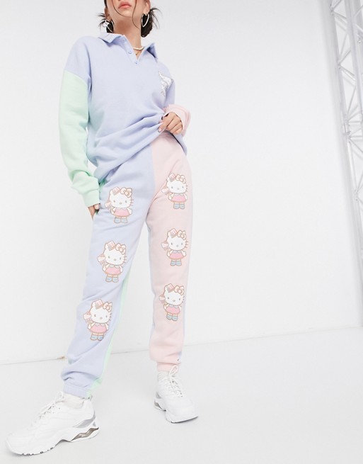 New Girl Order x Hello Kitty relaxed jogger in colour block with seam detail co-ord