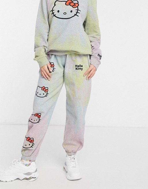 New Girl Order x Hello Kitty relaxed joggers in rainbow dye co-ord
