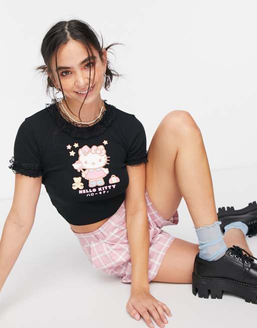 Hello Kitty x ASOS - Ensemble de pyjama rayé t-shirt manches longues et  short