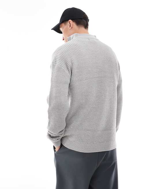 New Look 1/4 zip fisherman jumper in light grey, 2 of 4