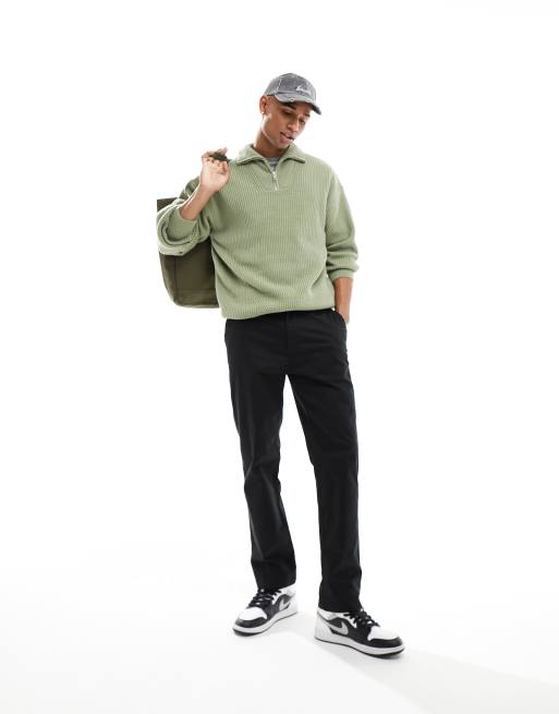 New Look 1/4 zip fisherman jumper in light khaki, 2 of 4