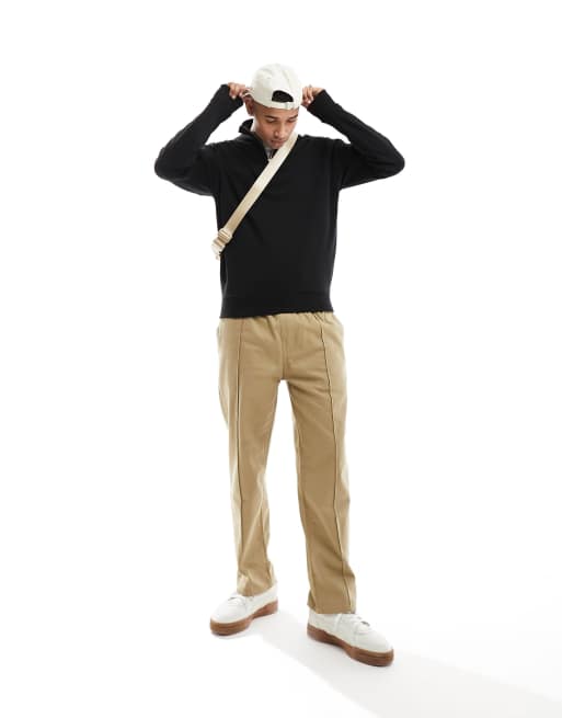 New Look 1/4 zip funnel neck in black, 3 of 4